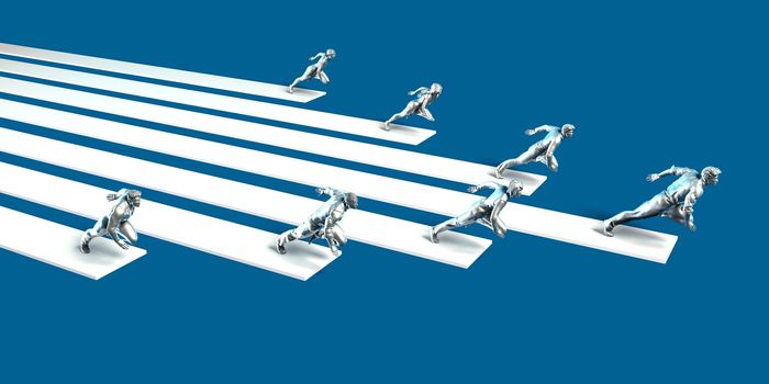 Excellence Concept with Team of Business People Running Together