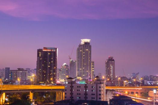 Bangkok, Thailand-April 21,2015: Bangkok in night scene with twilight background,Bangkok is capital of Thailand