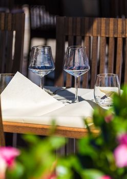 cutlery on the table in a restaurant