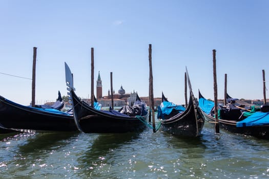 attached the gondolas close-up in Venice,Italy