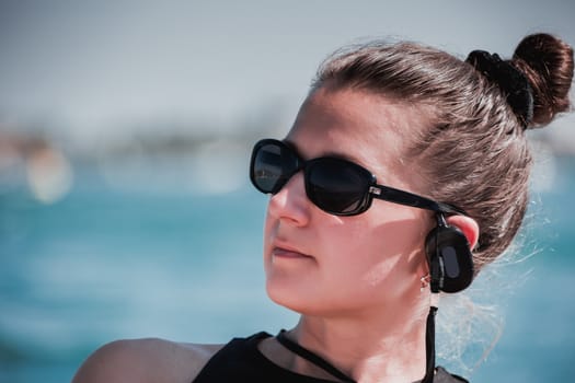 portrait of a woman on the sea background