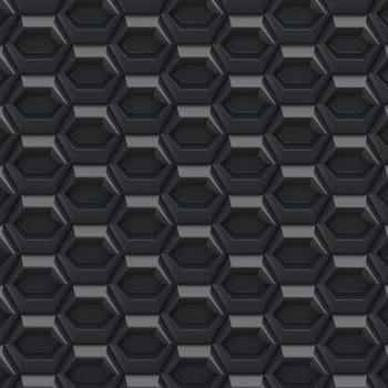 Black abstract hexagonal background. 3D render illustration