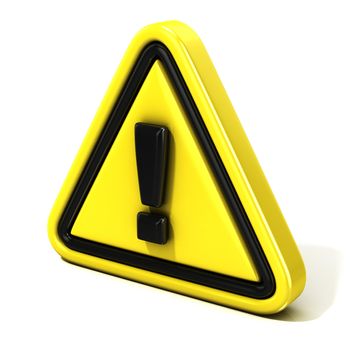 Attention sign. 3D render, isolated on white background. Side view