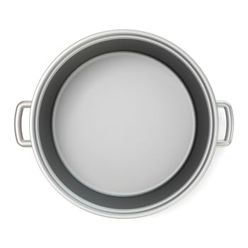 Empty cooking pot. Top view. 3D render illustration isolated on white background
