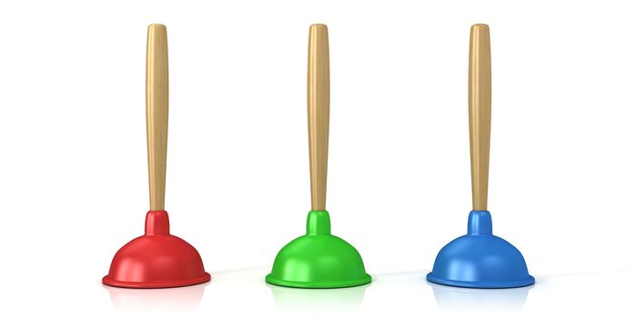 Plungers isolated on white background