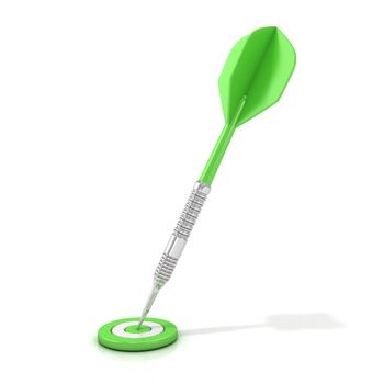 Green dart on green target isolated on white