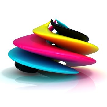 CMYK abstract shape isolated on white background