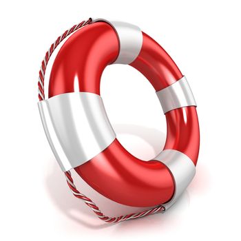 Lifebuoy isolated on white background. Left side view