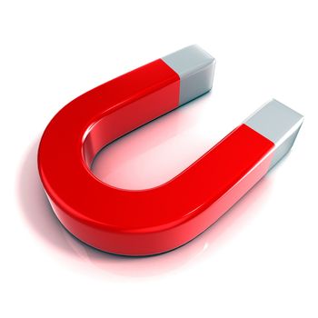 Horseshoe magnet isolated on white background. Back view