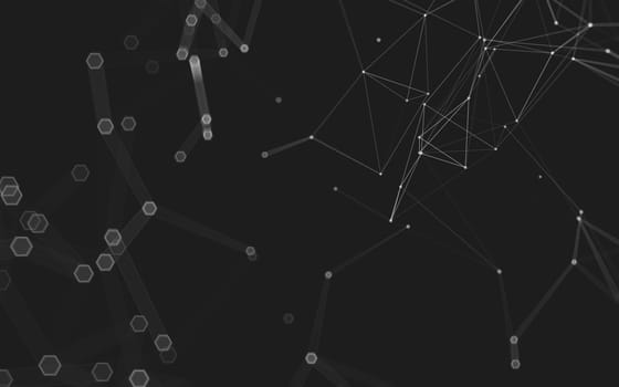 Abstract polygonal space low poly dark background with connecting dots and lines. Connection structure. 3d rendering