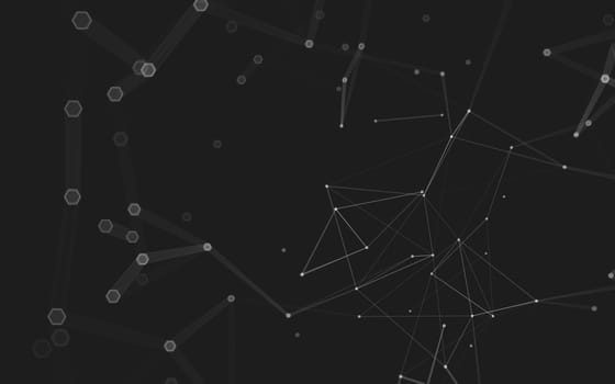 Abstract polygonal space low poly dark background with connecting dots and lines. Connection structure. 3d rendering