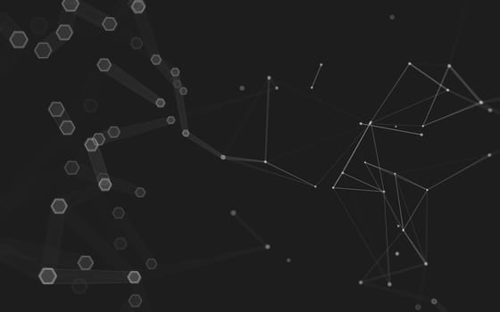 Abstract polygonal space low poly dark background with connecting dots and lines. Connection structure. 3d rendering