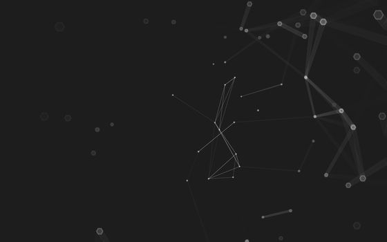 Abstract polygonal space low poly dark background with connecting dots and lines. Connection structure. 3d rendering