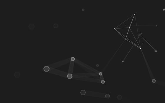 Abstract polygonal space low poly dark background with connecting dots and lines. Connection structure. 3d rendering