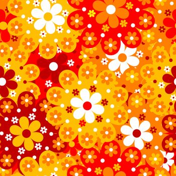 Floral seamless background with orange flowers