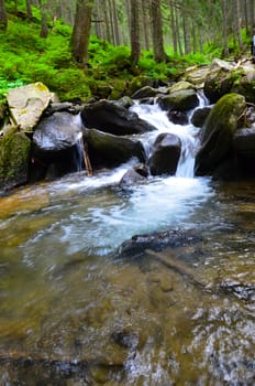 Mountain valley with river in the summer time. Beautiful summer landscape