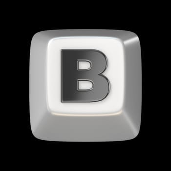 Computer keyboard key FONT. Letter B 3D render illustration isolated on black background