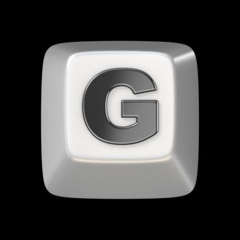 Computer keyboard key FONT. Letter G 3D render illustration isolated on black background