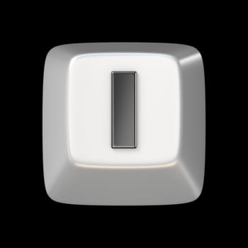 Computer keyboard key FONT. Letter I 3D render illustration isolated on black background