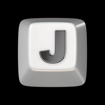 Computer keyboard key FONT. Letter J 3D render illustration isolated on black background