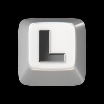 Computer keyboard key FONT. Letter L 3D render illustration isolated on black background