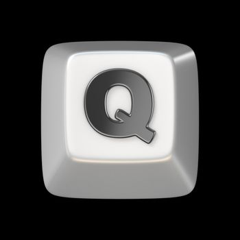 Computer keyboard key FONT. Letter Q 3D render illustration isolated on black background