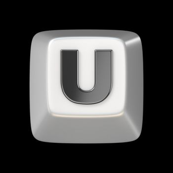 Computer keyboard key FONT. Letter U 3D render illustration isolated on black background