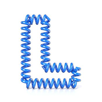 Spring, spiral cable font collection letter - L. 3D render illustration, isolated on white background