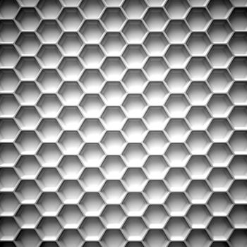Black and white honeycomb. Abstract background. 3D illustration isolated on white background