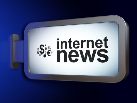 News concept: Internet News and Finance Symbol on advertising billboard background, 3D rendering