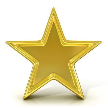 Single old gold star. 3D render isolated on white background