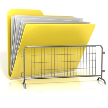 Steel barricade folder icon. 3D render illustration, isolated on white background