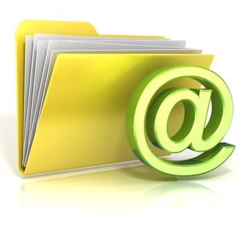 E-Mail symbol folder icon. 3D render illustration, isolated on white background