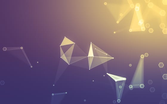 Abstract polygonal space low poly dark background with connecting dots and lines. Connection structure. 3d rendering