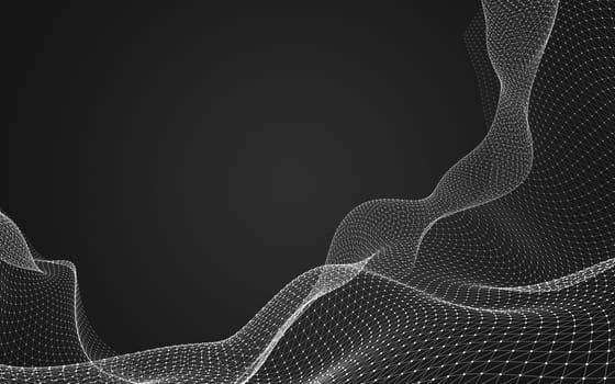 Abstract polygonal space low poly dark background with connecting dots and lines. Connection structure. 3d rendering