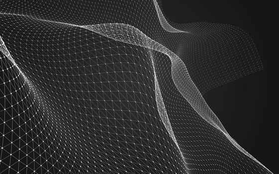 Abstract polygonal space low poly dark background with connecting dots and lines. Connection structure. 3d rendering