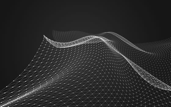 Abstract polygonal space low poly dark background with connecting dots and lines. Connection structure. 3d rendering