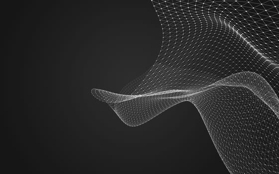 Abstract polygonal space low poly dark background with connecting dots and lines. Connection structure. 3d rendering