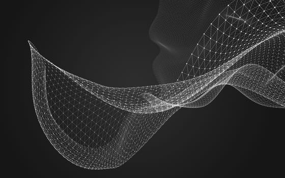 Abstract polygonal space low poly dark background with connecting dots and lines. Connection structure. 3d rendering