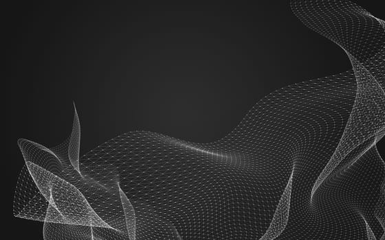 Abstract polygonal space low poly dark background with connecting dots and lines. Connection structure. 3d rendering