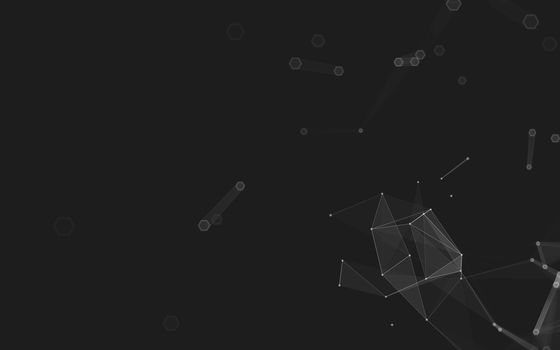 Abstract polygonal space low poly dark background with connecting dots and lines. Connection structure. 3d rendering