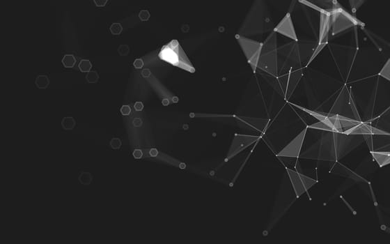 Abstract polygonal space low poly dark background with connecting dots and lines. Connection structure. 3d rendering