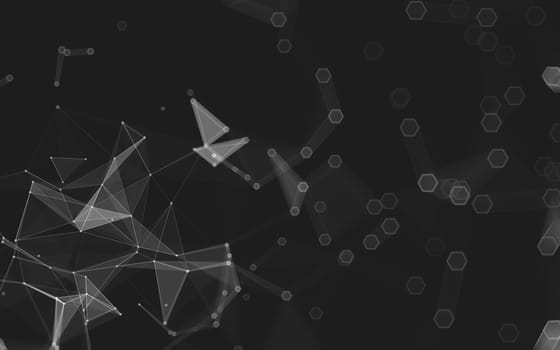 Abstract polygonal space low poly dark background with connecting dots and lines. Connection structure. 3d rendering