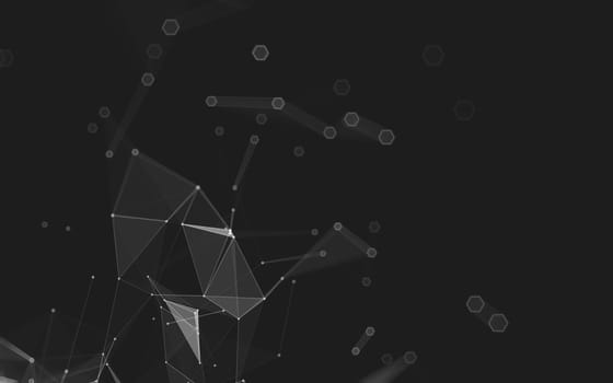 Abstract polygonal space low poly dark background with connecting dots and lines. Connection structure. 3d rendering