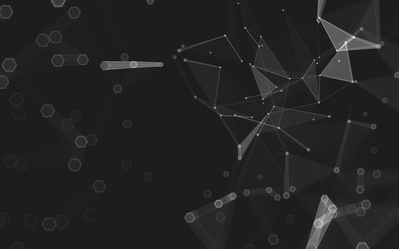 Abstract polygonal space low poly dark background with connecting dots and lines. Connection structure. 3d rendering