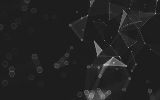 Abstract polygonal space low poly dark background with connecting dots and lines. Connection structure. 3d rendering