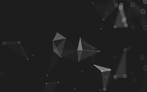 Abstract polygonal space low poly dark background with connecting dots and lines. Connection structure. 3d rendering