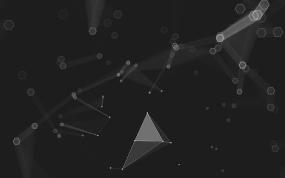 Abstract polygonal space low poly dark background with connecting dots and lines. Connection structure. 3d rendering