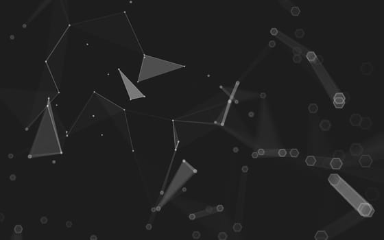 Abstract polygonal space low poly dark background with connecting dots and lines. Connection structure. 3d rendering