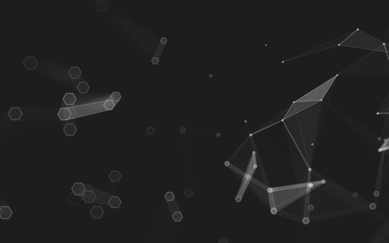 Abstract polygonal space low poly dark background with connecting dots and lines. Connection structure. 3d rendering